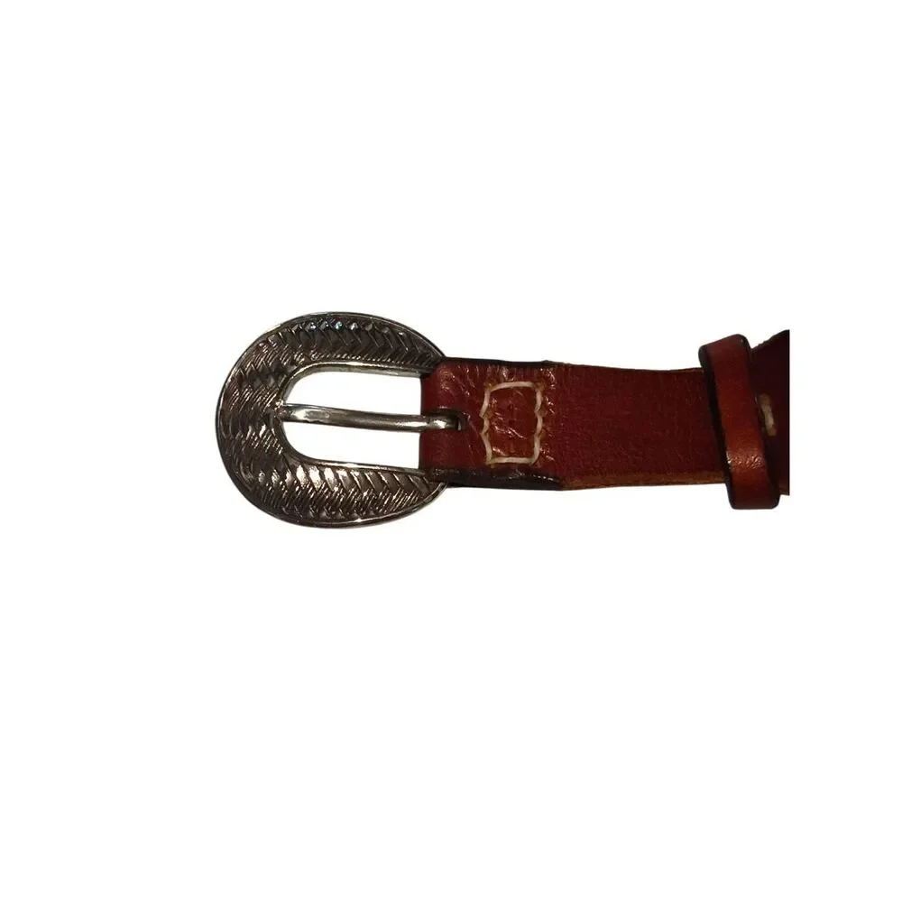 Polo Ralph Lauren genuine leather belt James Reid Ltd silver tone buckle 1997 st